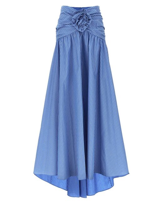 Carolina Herrera Blue Long Floral Wall Skirt