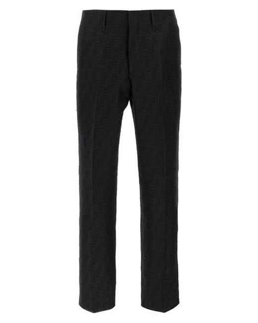 Fendi Black Ff Jacquard Pants for men