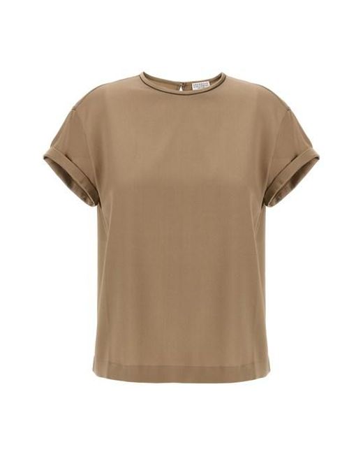 Blusa seta Monile di Brunello Cucinelli in Brown