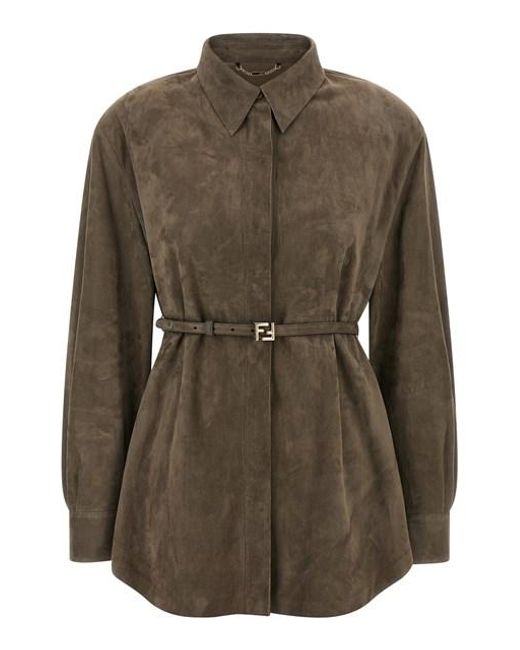 Camicia Suede di Fendi in Green