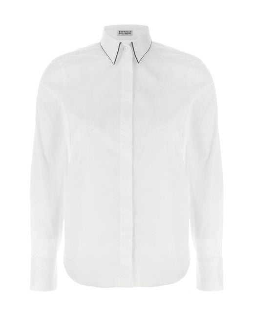 Brunello Cucinelli White Cotton Popeline Shirt