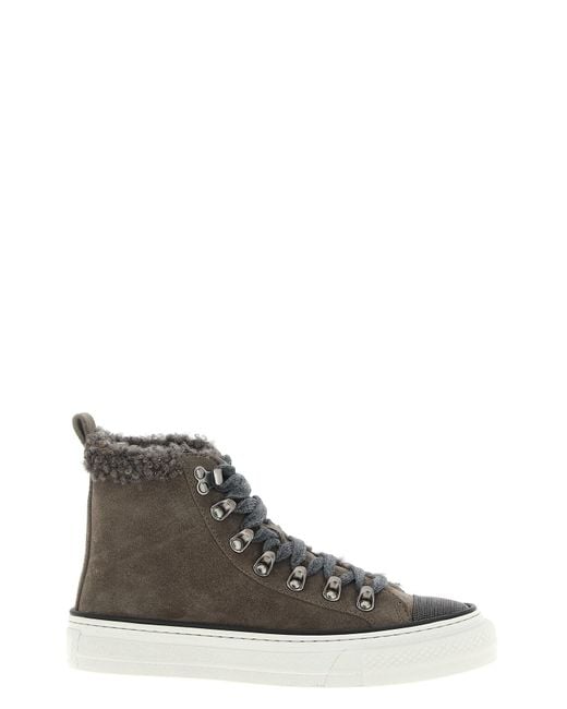 Brunello Cucinelli Brown Sneakers "Precious Toe"