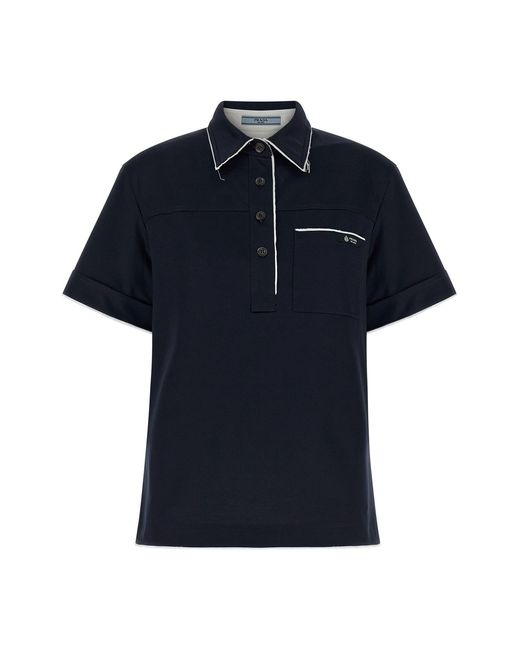 Prada Blue Double-layer Polo Shirt