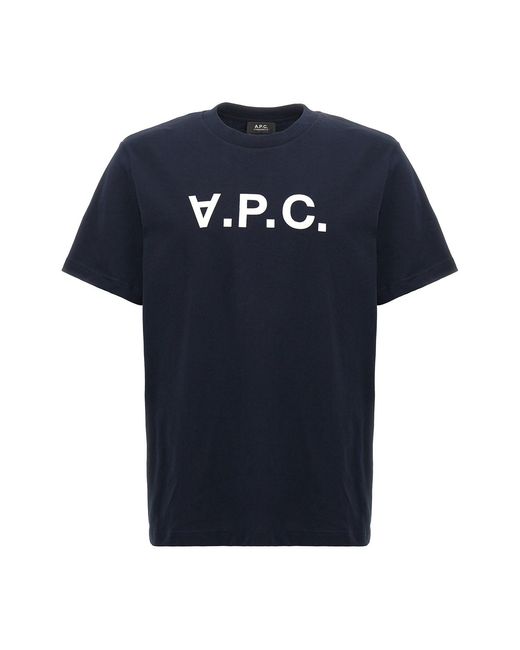 A.P.C. Blue 'vpc' T-shirt for men