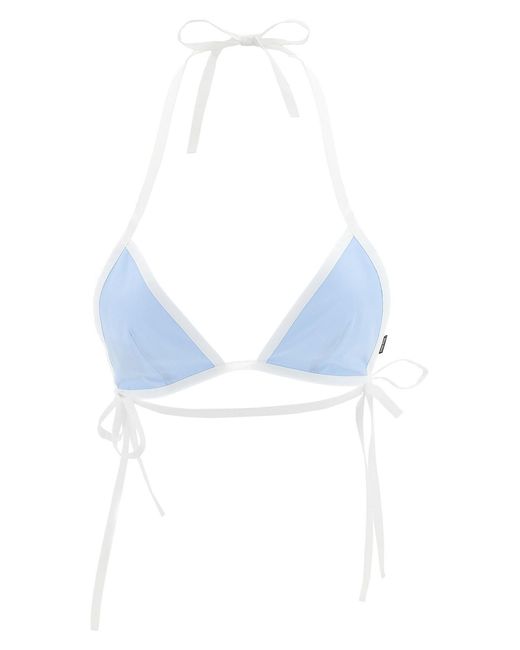 Miu Miu Blue Poplin Bikini Top