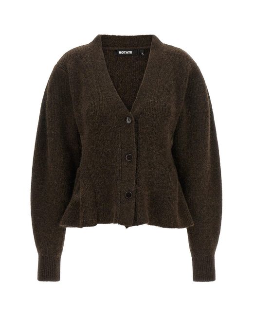 ROTATE BIRGER CHRISTENSEN Black 'peplum' Fund Cardigan