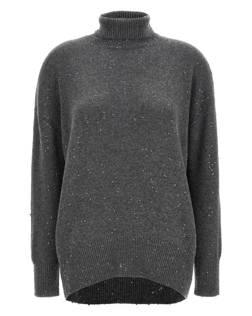 Brunello Cucinelli Gray Sequin Sweater