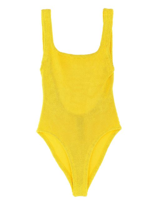 Hunza G Yellow 'square Neck' One-piece Swimsuit