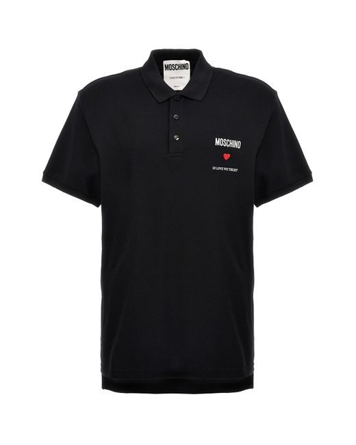 Moschino Black 'in Love We Trust' Polo Shirt for men