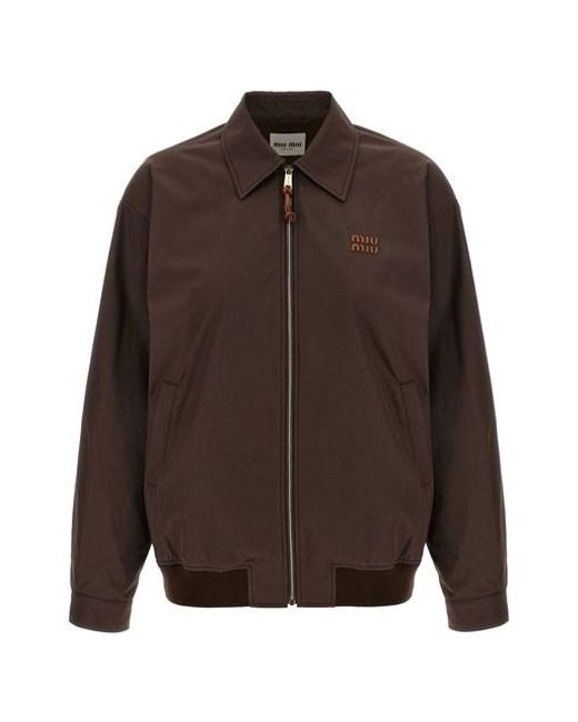 Miu Miu Brown Panama Cotton Blouson