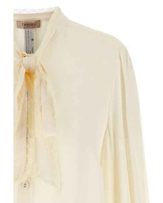 Camicia Inserti Pizzo di Twinset in Natural