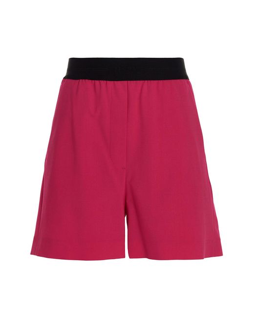 MSGM Red Wool Bermuda Shorts
