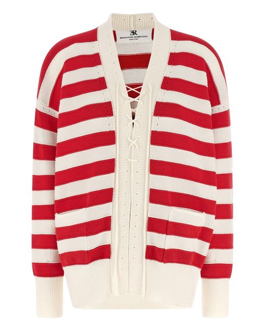 Ermanno Scervino Red Cotton Cardigan