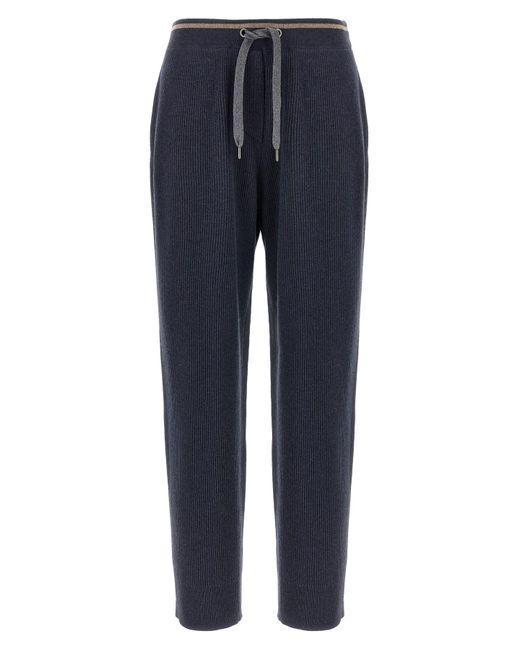 Brunello Cucinelli Blue Englische Gerippte Hose