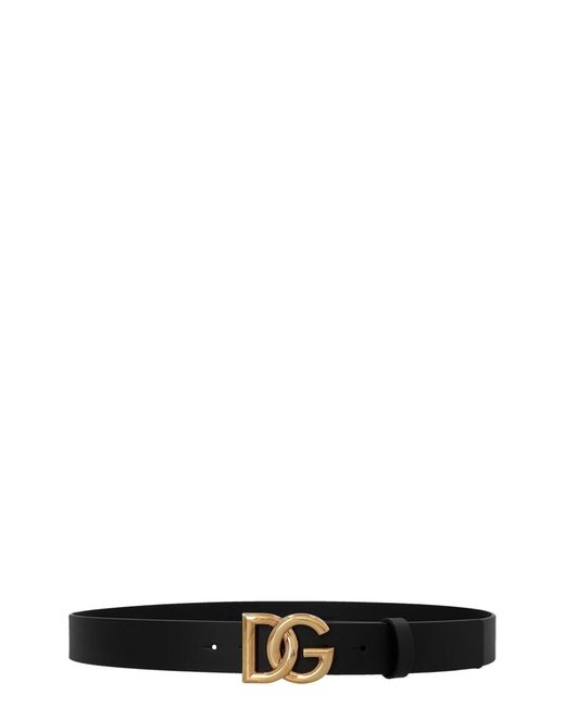 Dolce & Gabbana Black Dg Logo Leather Belt for men