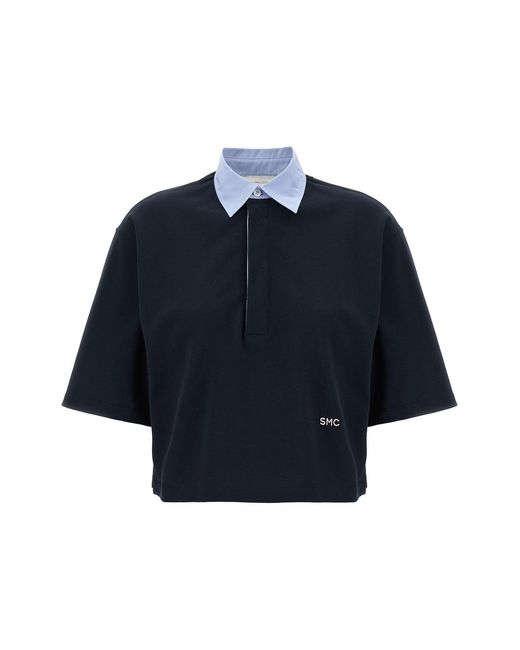 Stella McCartney Blue Cropped Piquet Polo
