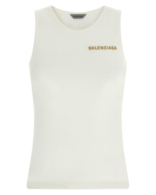Balenciaga Multicolor Logo Embroidery Tank Top