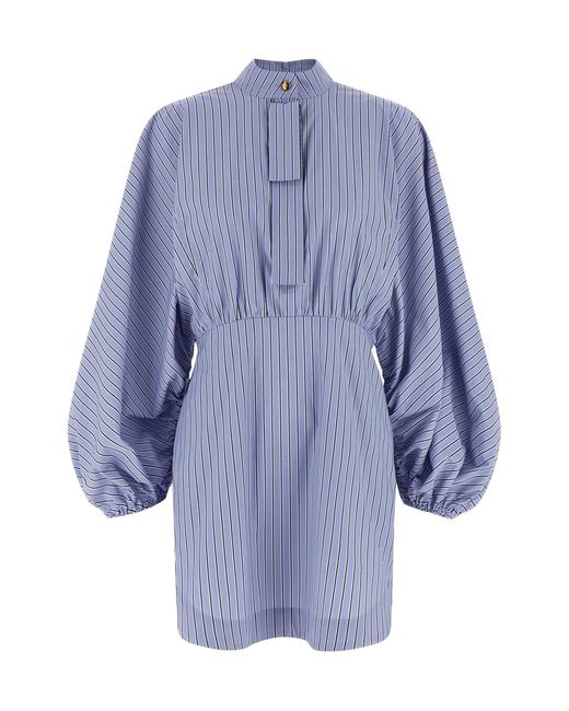 Zimmermann Blue Drawstring Stripe Mini Dresses Light