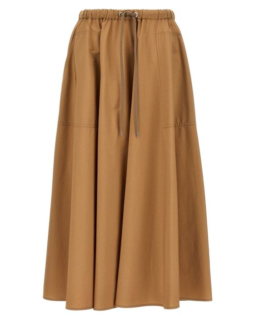 Moncler Brown Poplin Midi Skirt