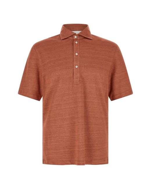 Brunello Cucinelli Orange Polo Jersey Mélange for men