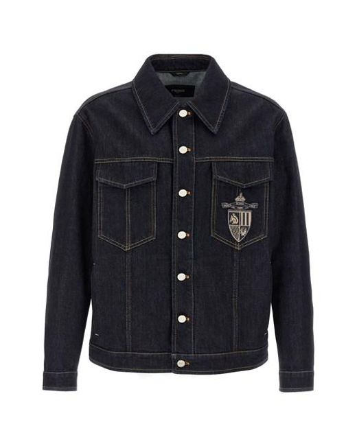 Giubbotto Con Colletto Classico E Ricamo Logo Sul Fronte di Fendi in Blue da Uomo