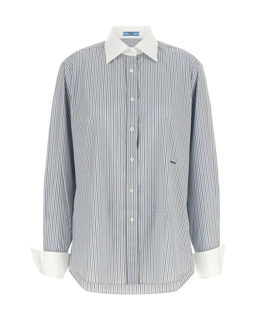 Prada Gray Striped Poplin Shirt