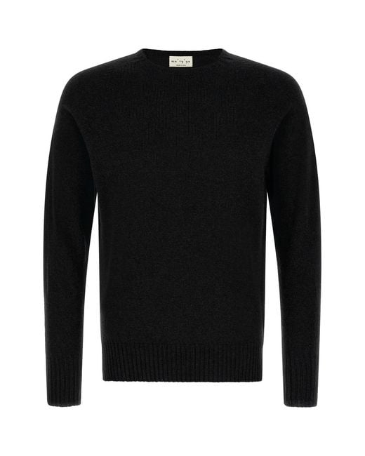 Ma'ry'ya Black Crew-neck Sweater With Slits for men