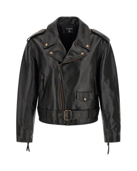 Balmain Black Biker Jacket for men