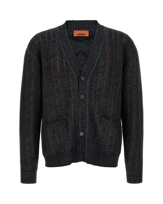 Missoni Black Greek Pattern Cardigan for men