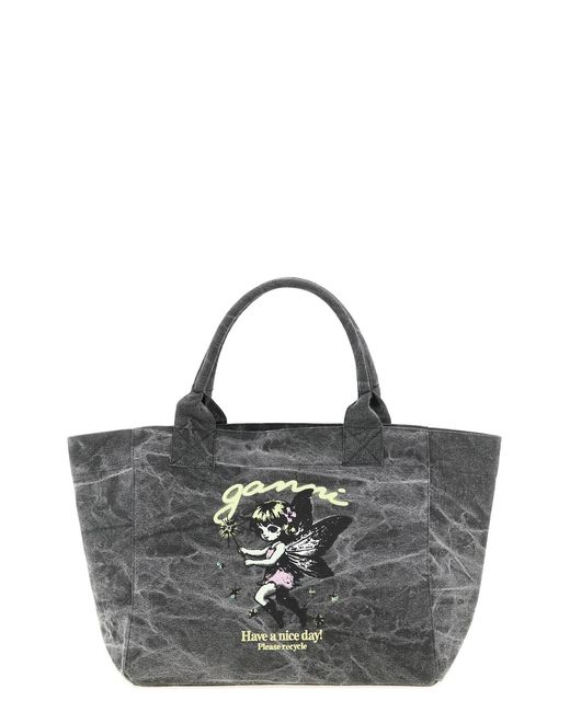Ganni Black Medium 'fairy' Shopping Bag
