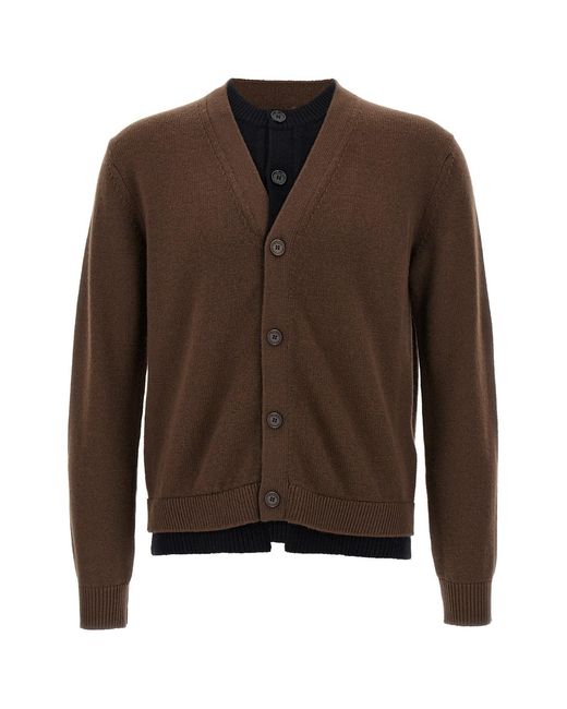 J.W. Anderson Brown 'contrast Layered' Cardigan for men