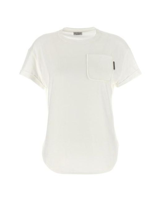 T-shirt taschino di Brunello Cucinelli in White