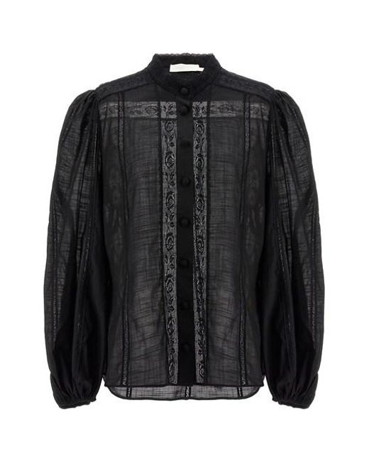 Camicia 'Halliday Lace Trim' di Zimmermann in Black