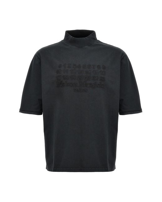 Maison Margiela Black T-Shirt Mit Logostickerei