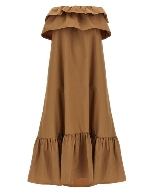 Saint Laurent Brown Flounce Dress