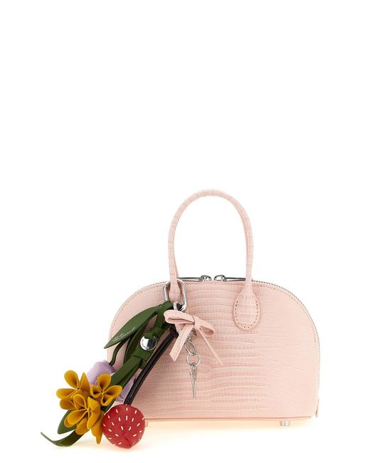 Self-Portrait Pink Embossed Leather Handbag