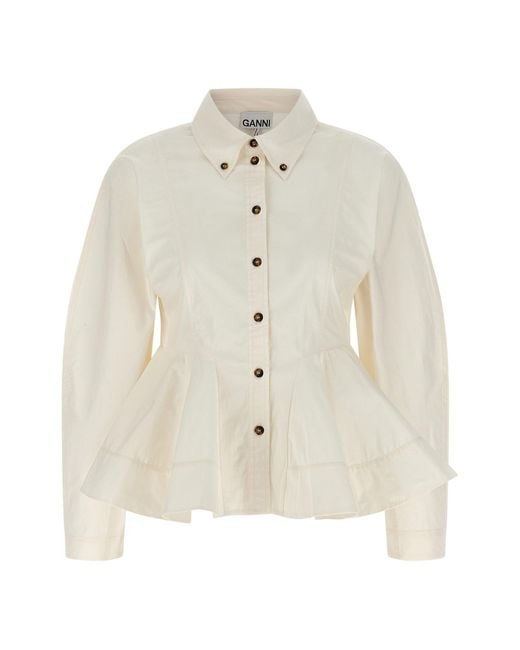 Ganni White 'peplum' Shirt