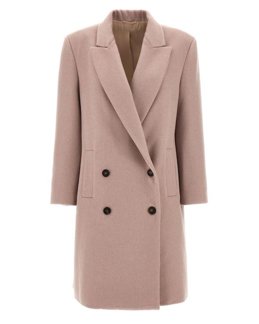 Brunello Cucinelli Pink Double-breasted Coat