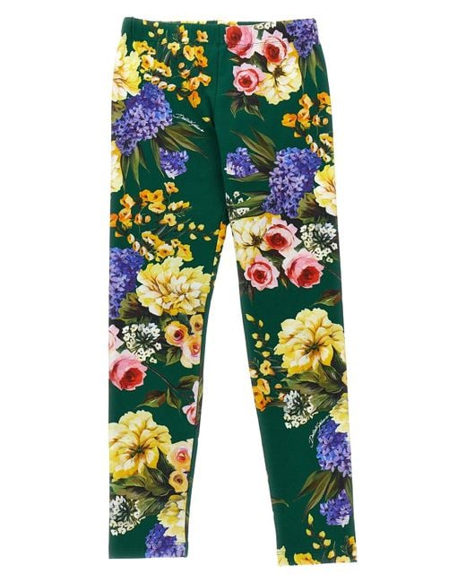 Dolce & Gabbana Blue Floral Print Leggings