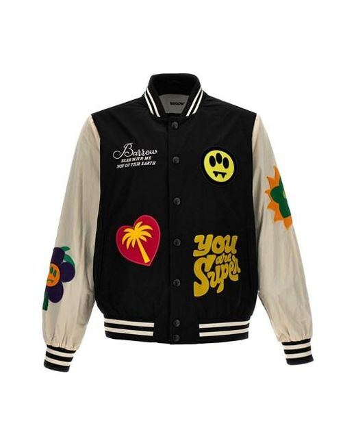 Barrow Black Embroidery Bomber Jacket And Patches for men