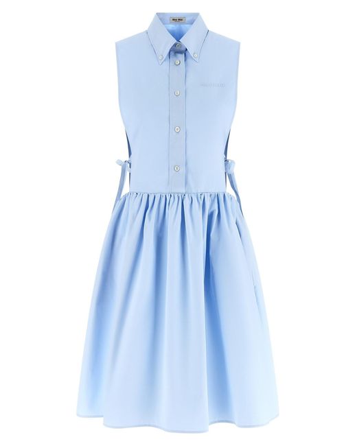 Miu Miu Blue Poplin Dress