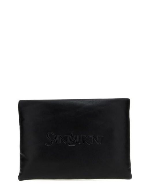 Saint Laurent Black Logo Padded Clutch Bag for men
