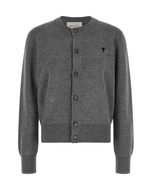 AMI Gray 'ami De Coeur' Cardigan