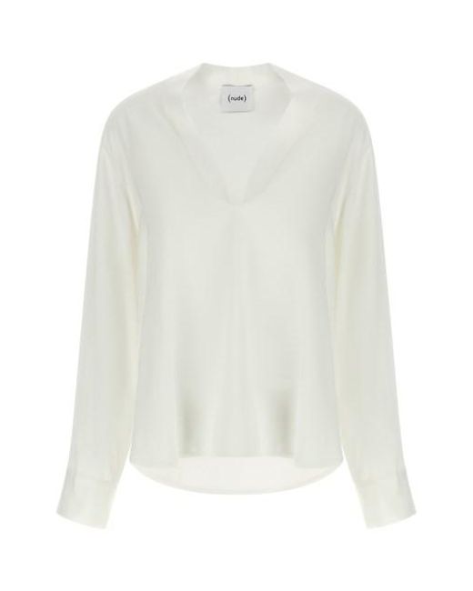 Blusa Scollo A V di Nude in White