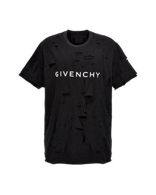 Givenchy Black Destroyed Effect T-shirt for men