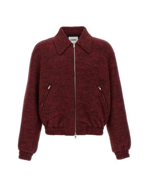Jil Sander Red Mélange Wool Bomber Jacket for men