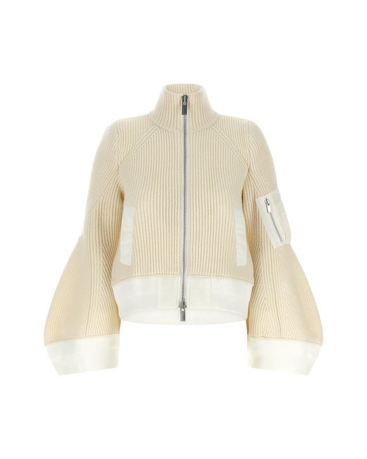 Sacai Natural 'nylon Twill X Wool Knit' Blouson
