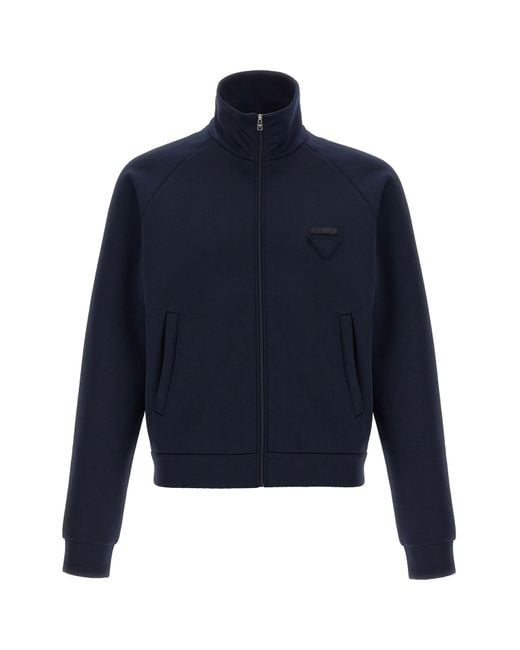 Prada Blue Tech Fabric Sweatshirt for men