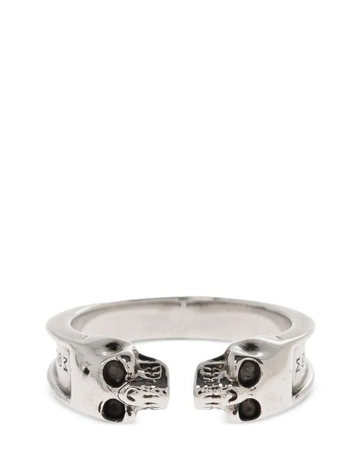 McQueen Ring "Thin Twin Skull" in Gray für Herren