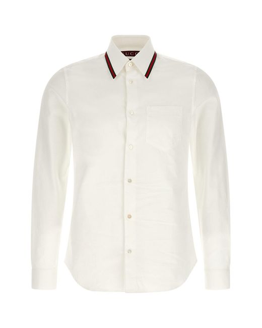 Gucci White 'nastro Web' Shirt for men